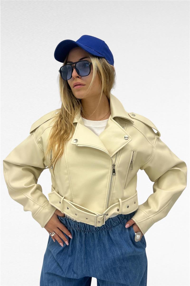 chiodo effetto pelle crop grease